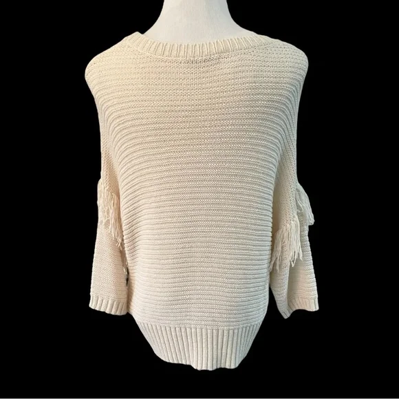 REBECCA MINKOFF IVORY COTTON BLEND SWEATER SIZE LARGE